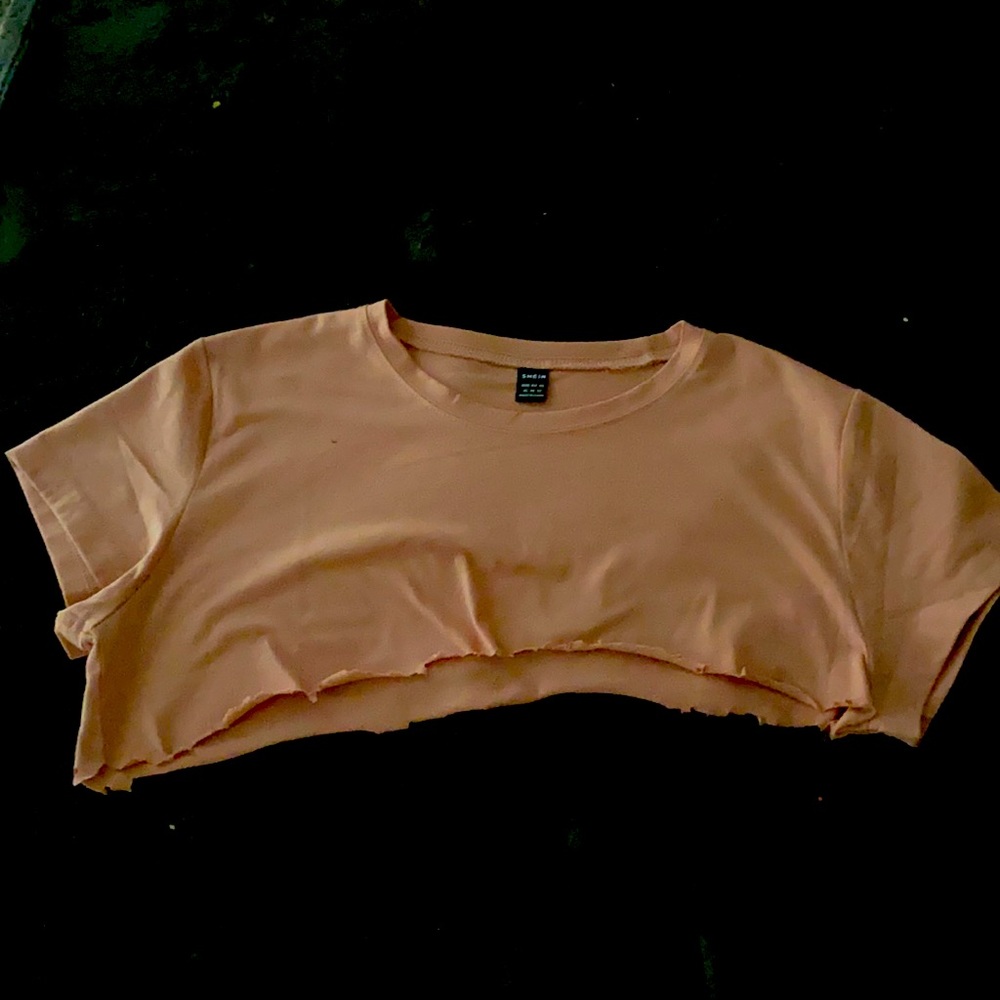 shein extra large pink ripped crop top